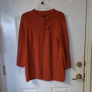 Apostrophe Orange Cardigan Sweater Long Knit